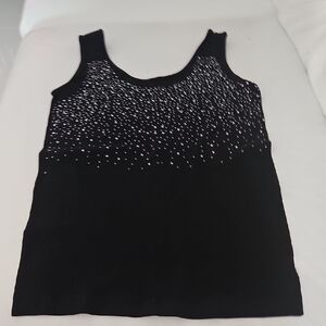 LC Couture Black Tank Top with Sparkly Rhinestone Accents. Size S/M